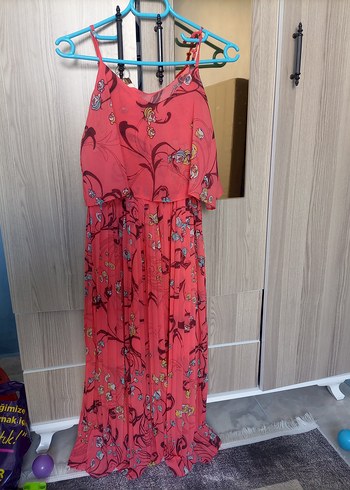 Pembe Baskılı Bohem Uzun Elbise - Görsel 2