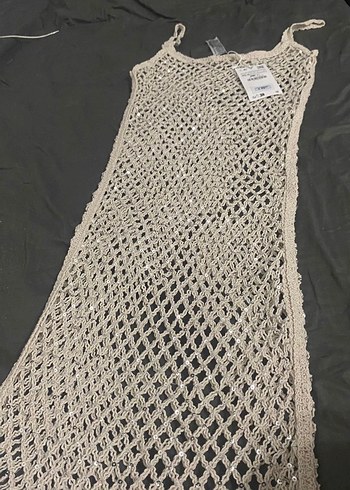 Bej File Örgü Elbise - Görsel 6