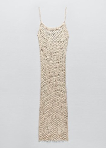 Bej File Örgü Elbise - Görsel 3