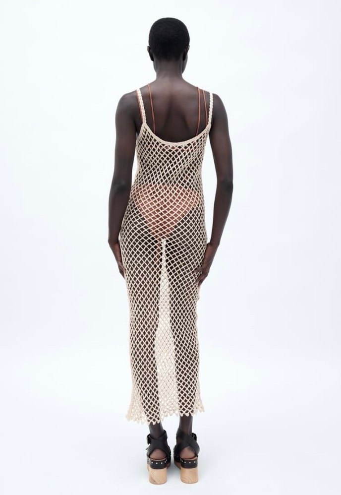 Bej File Örgü Elbise - Görsel 2