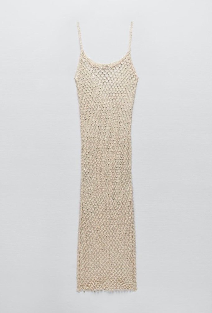 Bej File Örgü Elbise - Görsel 3