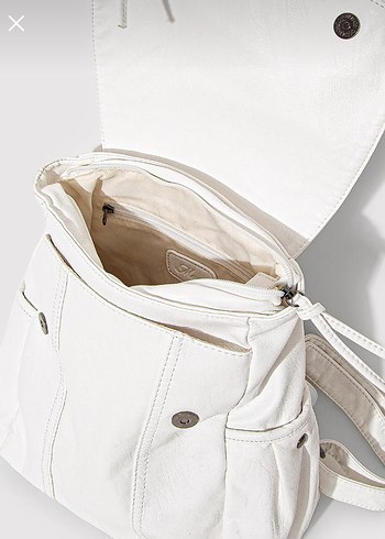 Beyaz Deri Kadın Sırt Çantası - Görsel 3