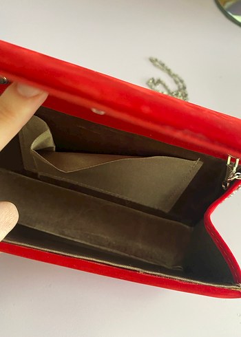 Kırmızı Süet Kadın Portföy Çanta - Görsel 3