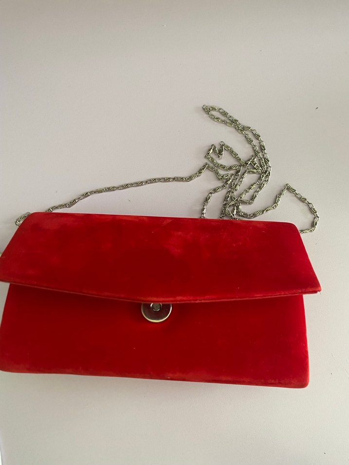 Kırmızı Süet Kadın Portföy Çanta - Görsel 2