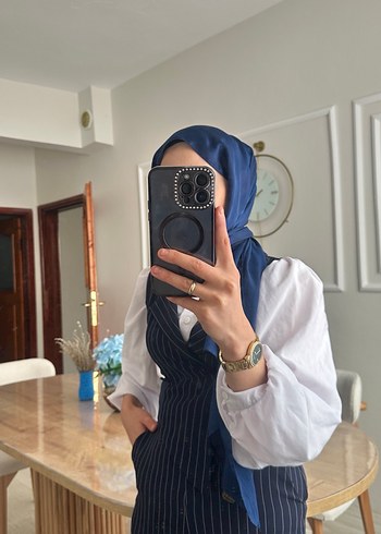 Lacivert Kadın çizgili tulum - Görsel 4