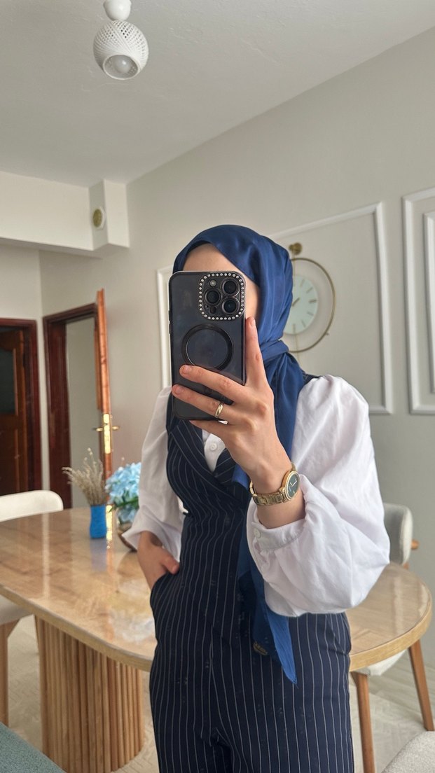 Lacivert Kadın çizgili tulum - Görsel 4