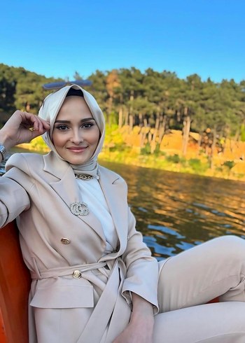 Camel Renk Drapeli Kadın Takım Elbise - Görsel 2