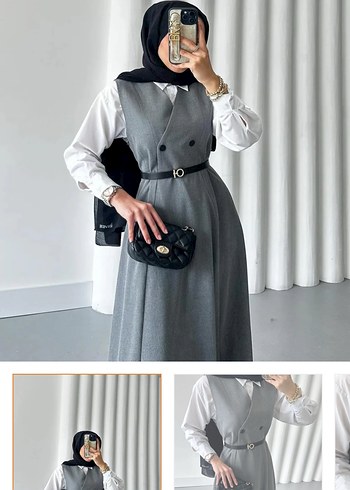 Gri Uzun Kadın elbise  Regular - Görsel 4