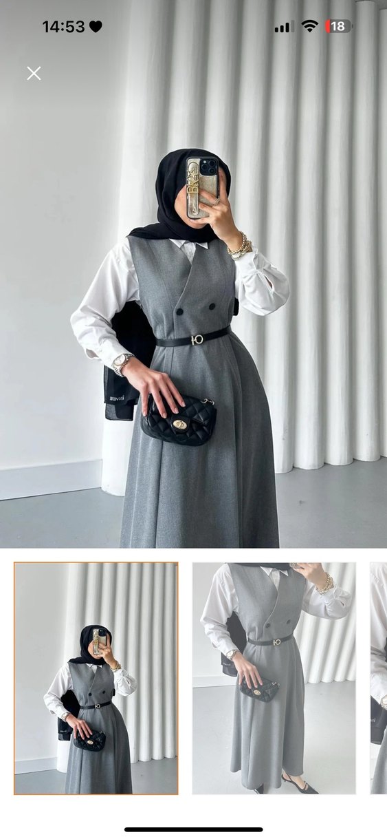 Gri Uzun Kadın elbise  Regular - Görsel 4