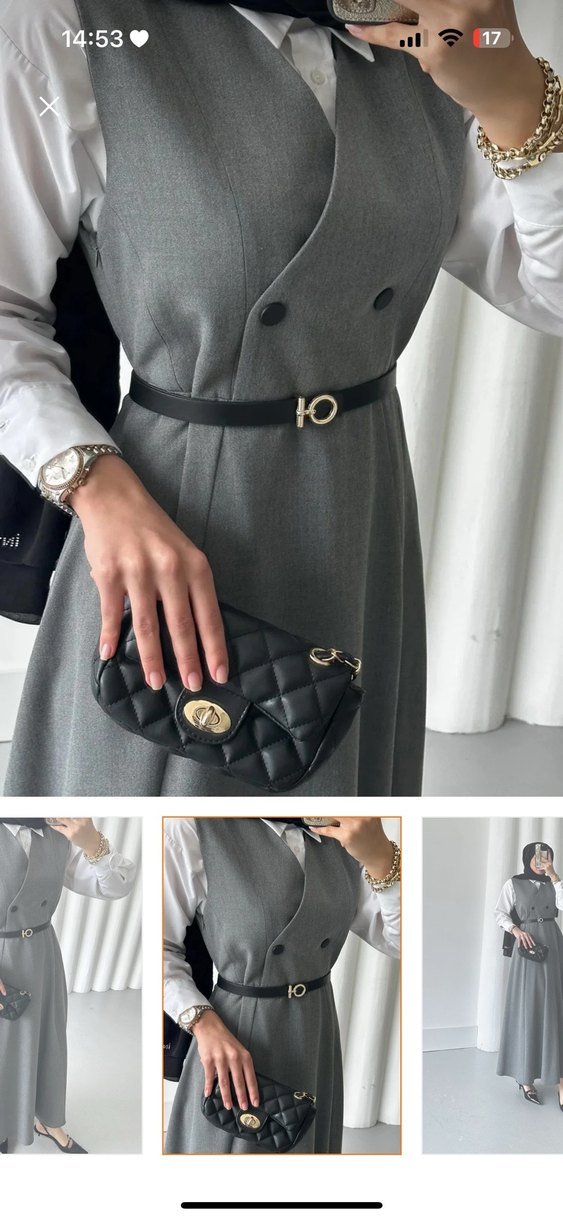 Gri Uzun Kadın elbise  Regular - Görsel 2