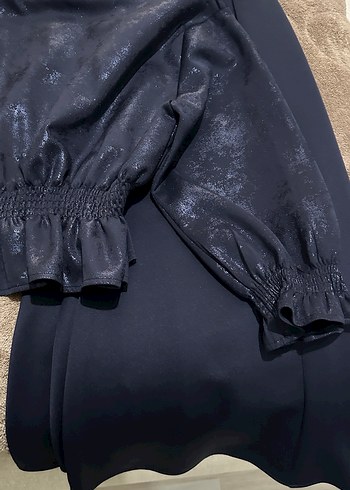 Lacivert simli Uzun Kollu etekli takım - Görsel 4