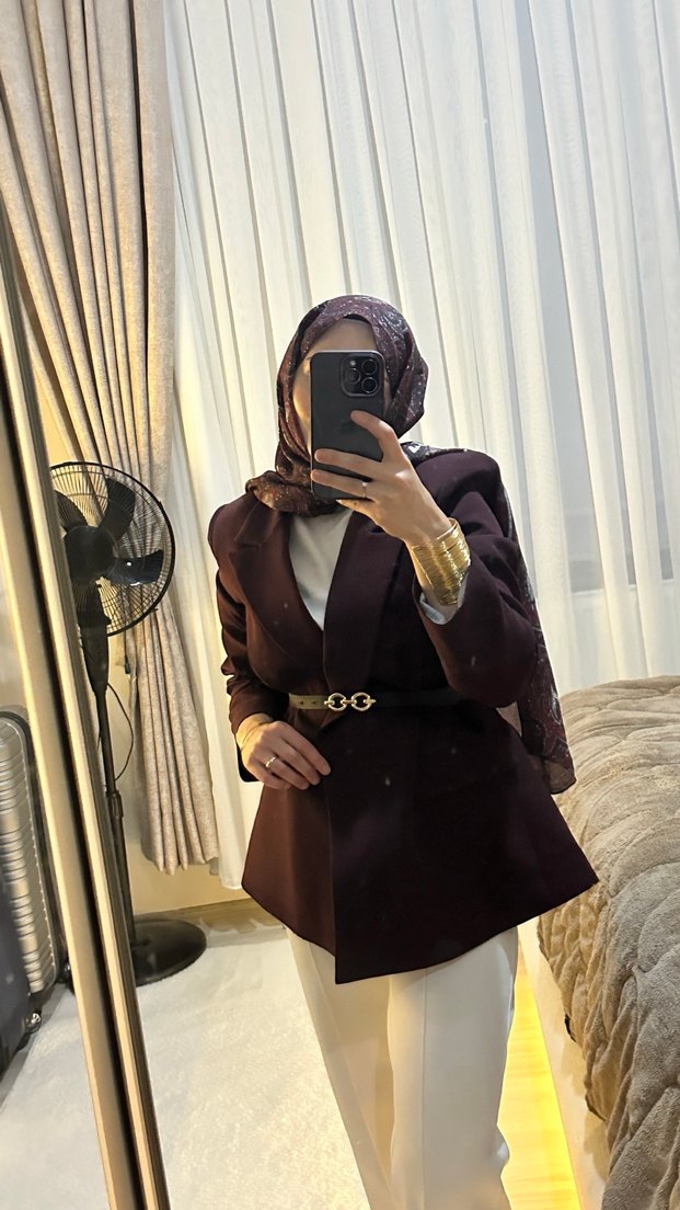 Bordo Kadın Blazer Ceket - Görsel 4