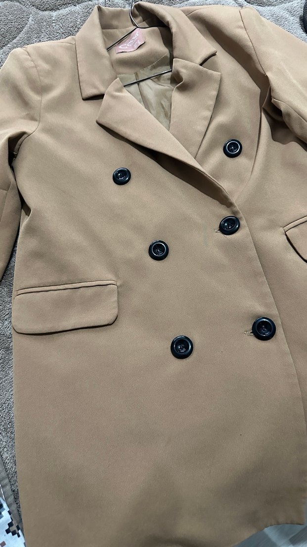 Düğmeli Bej Kadın Blazer Ceket - Görsel 2