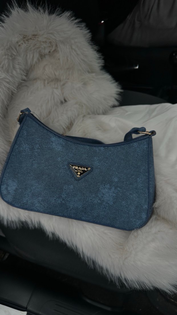 Prada Mavi Süet Kadın Çanta - Görsel 2