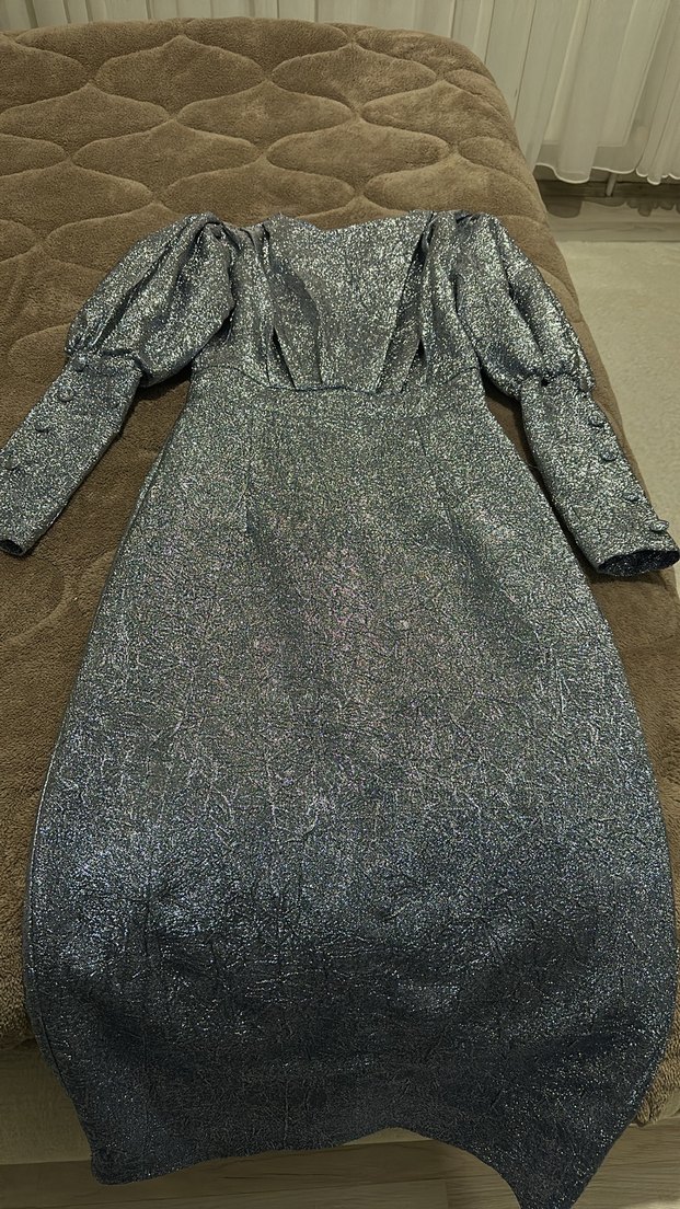 Mavi simli Uzun Kadın Abiye Elbise - Görsel 5