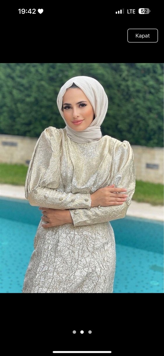 Mavi simli Uzun Kadın Abiye Elbise - Görsel 2