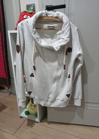 Gri Fermuarlı Rahat Kadın Sweatshirt