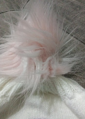 Nakışlı Beyaz Çocuk Bere Püsküllü - Görsel 5