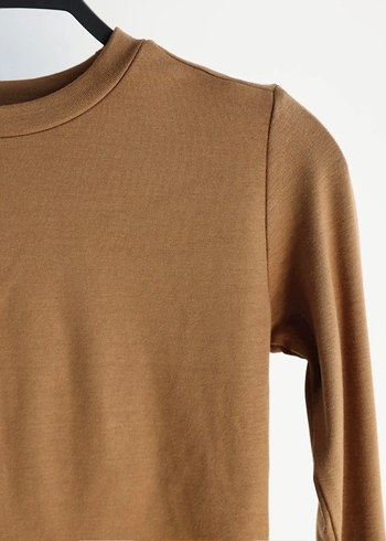 Bej Uzun Kollu Crop Top - Görsel 2