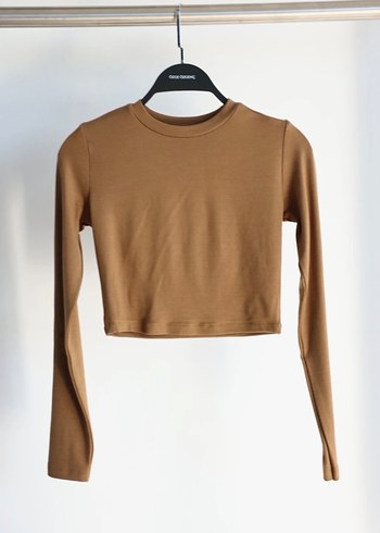 Bej Uzun Kollu Crop Top - Görsel 3