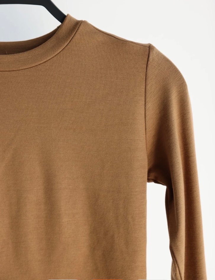 Bej Uzun Kollu Crop Top - Görsel 2