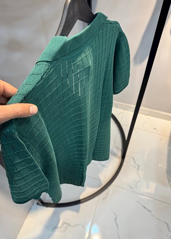 Yeşil Örgü Kısa Kollu erkek polo yaka - Görsel 4
