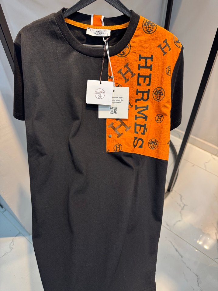 Hermes Siyah Turuncu Uzun Kollu Oversize Tişört - Görsel 3