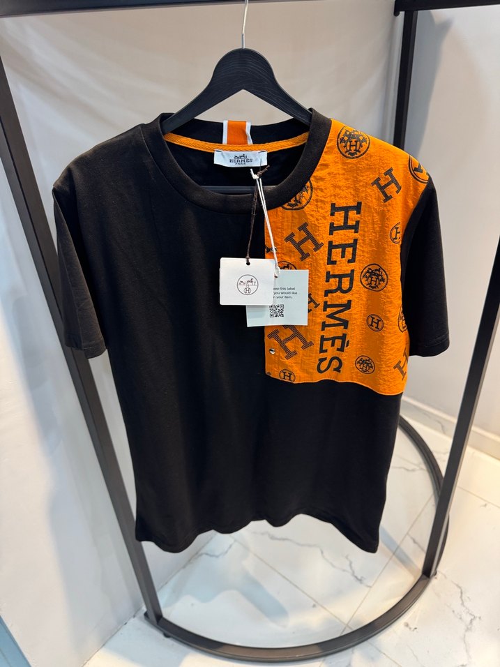 Hermes Siyah Turuncu Uzun Kollu Oversize Tişört - Görsel 2