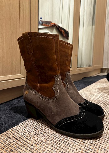 Kadın Çok Renkli Süet Bohem Blok Topuklu Bot - Görsel 2