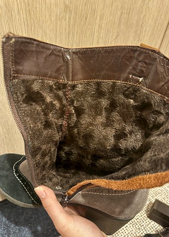 Kadın Çok Renkli Süet Bohem Blok Topuklu Bot - Görsel 4