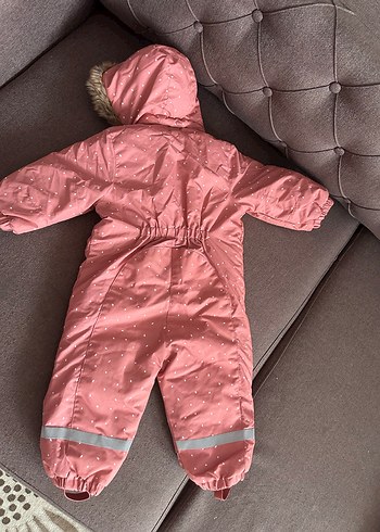 Kürklü Kapüşonlu Pembe Bebek Tulumu - Görsel 2