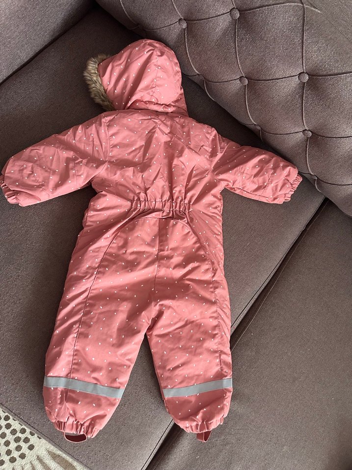 Kürklü Kapüşonlu Pembe Bebek Tulumu - Görsel 2