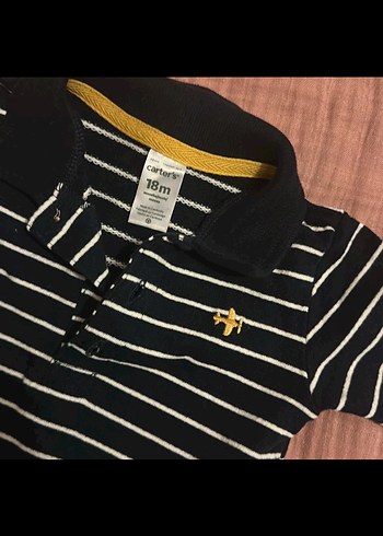 Carters Uzun Kollu Siyah Çizgili Bebek Tulum - Görsel 3