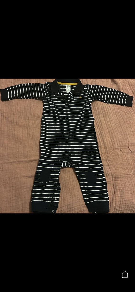 Carters Uzun Kollu Siyah Çizgili Bebek Tulum - Görsel 2