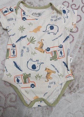 Beyaz Baskılı Kısa Kollu Bebek çıtçıtlı Body - Görsel 2