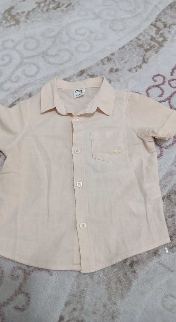 Bej Kısa Kollu Erkek Gömlek - Görsel 2