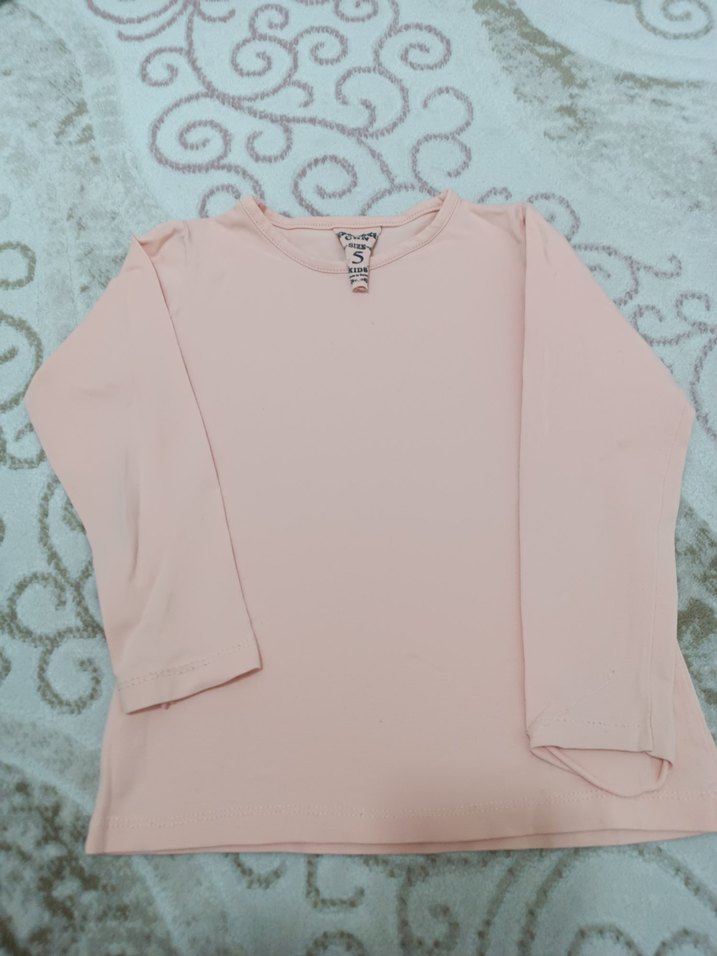 Kız Çocuk Bej Uzun Kollu Basic Tişört - Görsel 2