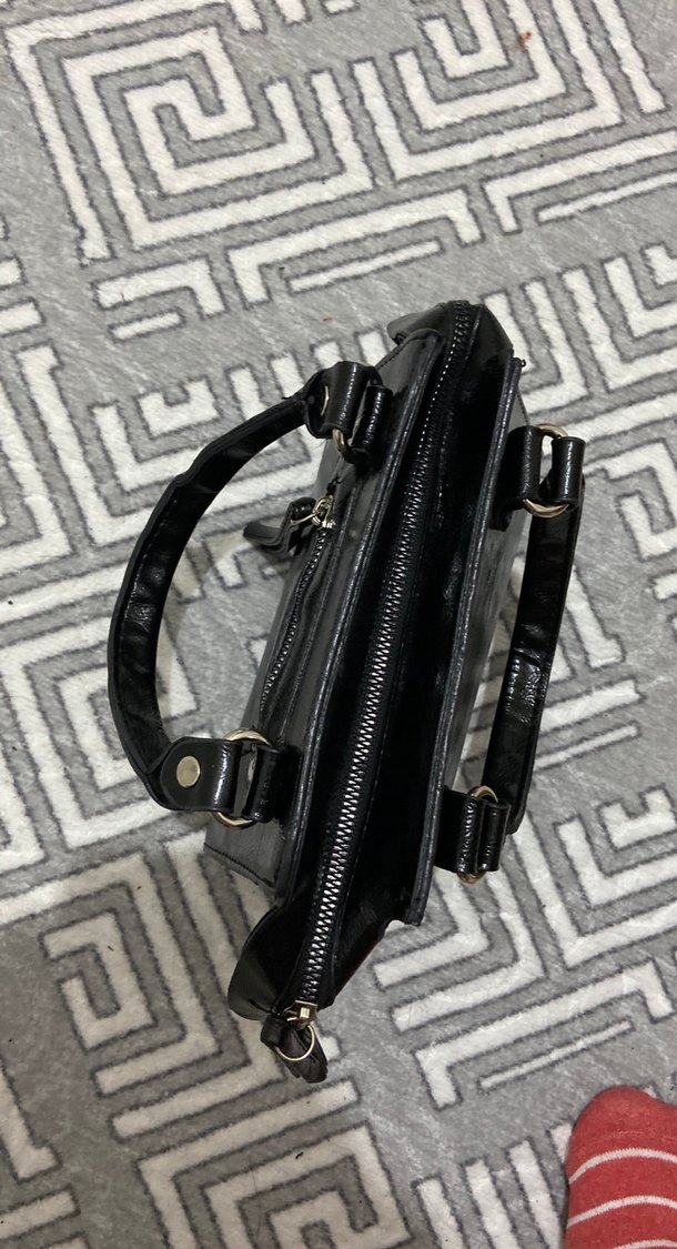 Tokalı Siyah Deri Kadın El Çantası - Görsel 2