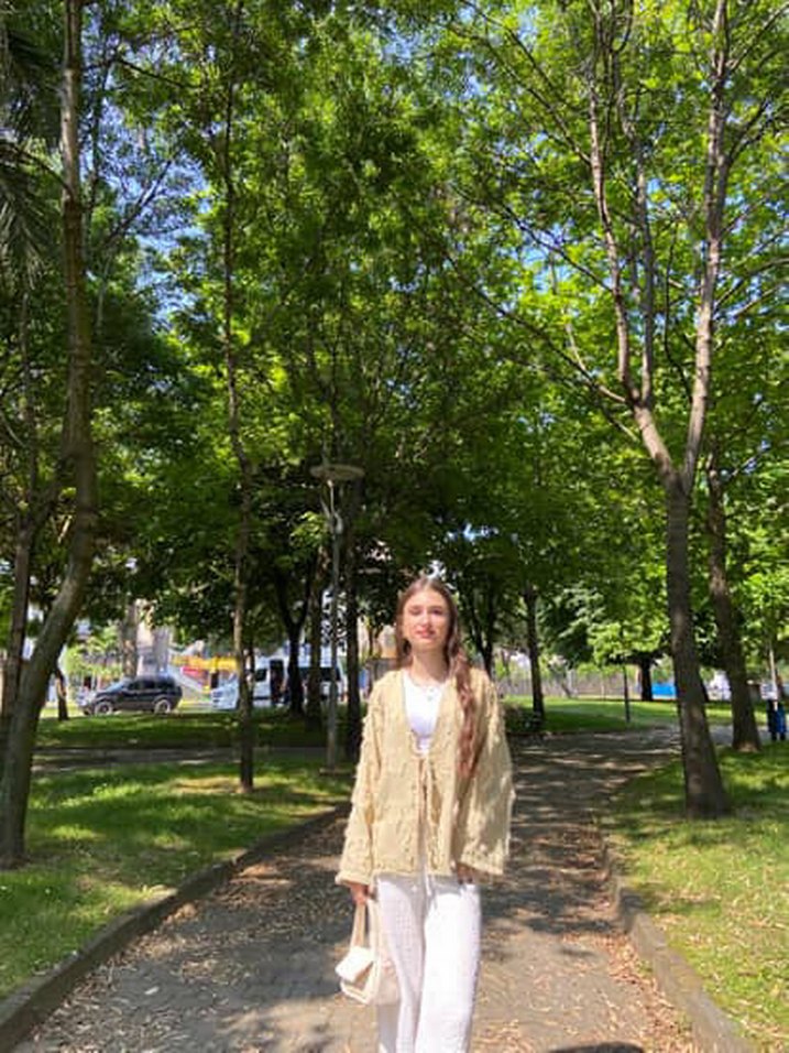 Bej Kadın Bohem Keten Kimono - Görsel 2