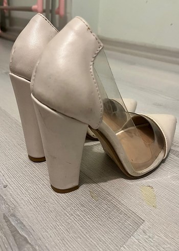 Beyaz Bağcıklı Modern Klasik Stiletto - Görsel 2