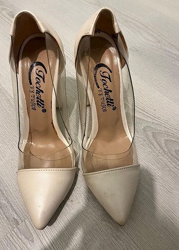 Beyaz Bağcıklı Modern Klasik Stiletto - Görsel 3