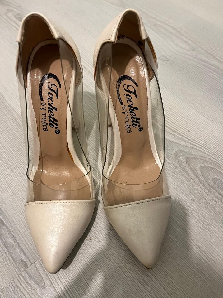 Beyaz Bağcıklı Modern Klasik Stiletto - Görsel 3