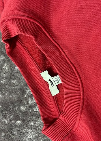 Kırmızı Kadın Sweatshirt Mavi Baskılı - Görsel 2