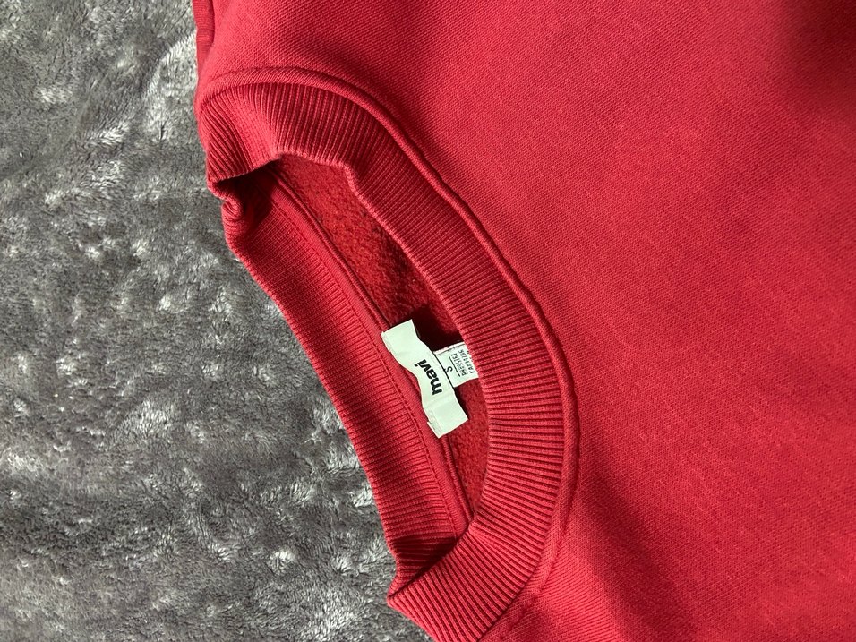 Kırmızı Kadın Sweatshirt Mavi Baskılı - Görsel 2