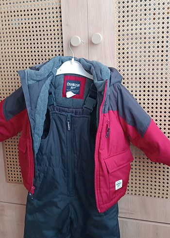 Kırmızı Siyah Fermuarlı ikili kar tulum ve mont seti - Görsel 2