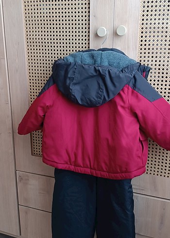 Kırmızı Siyah Fermuarlı ikili kar tulum ve mont seti - Görsel 9