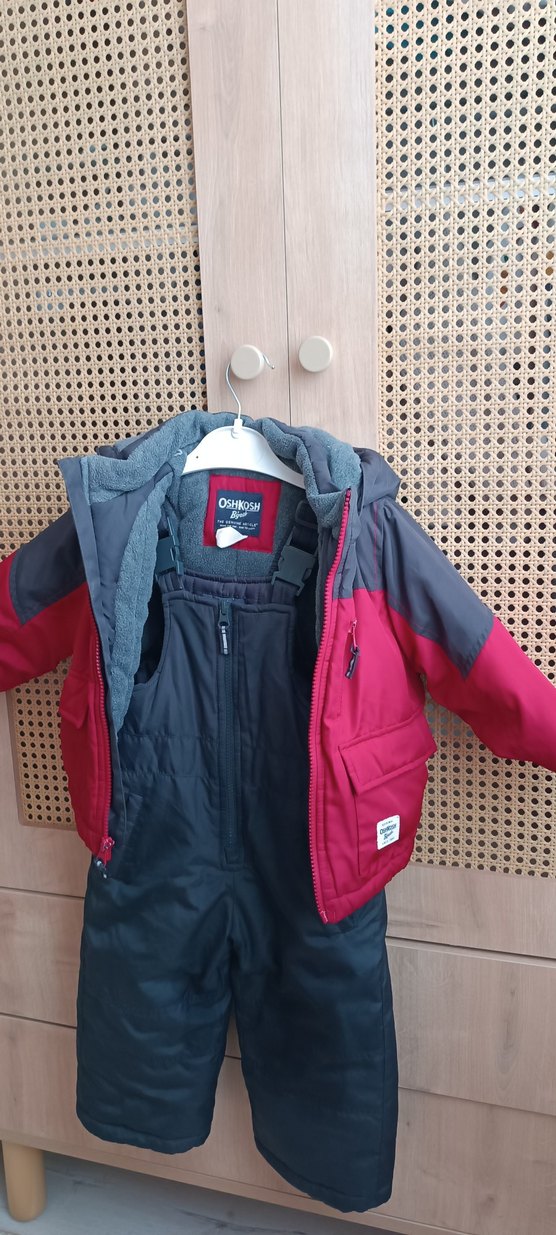 Kırmızı Siyah Fermuarlı ikili kar tulum ve mont seti - Görsel 2