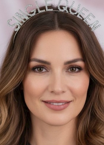 Payetli Bej Taç - Single Queen - Görsel 2