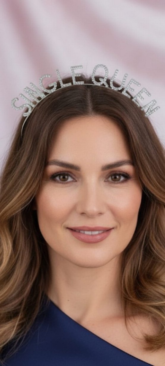 Payetli Bej Taç - Single Queen - Görsel 2