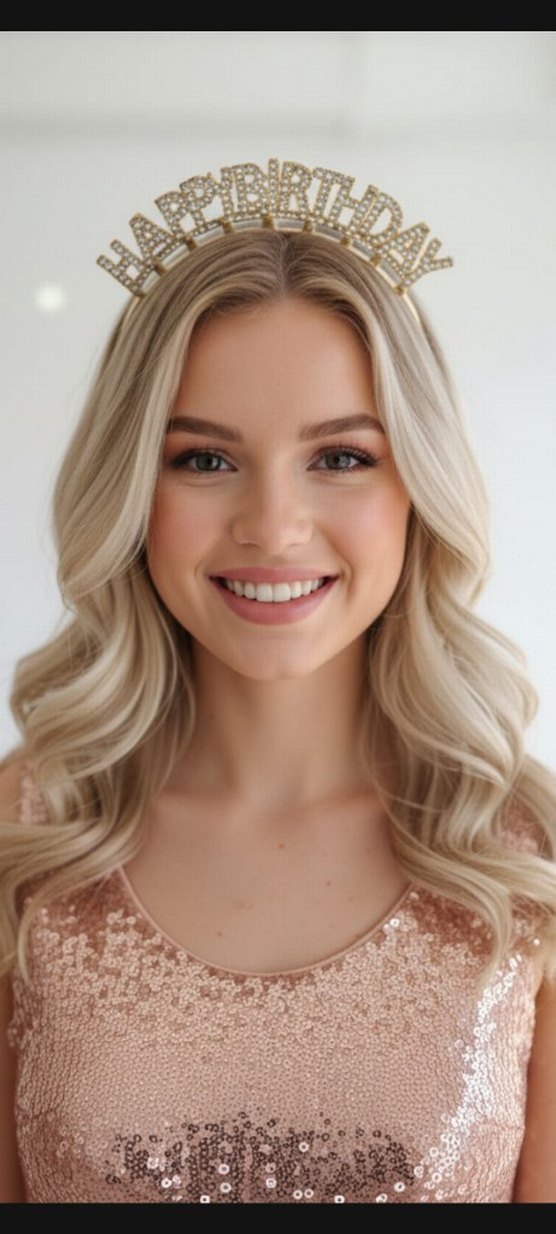 Işıltılı Happy Birthday Saç Tacı - Görsel 2